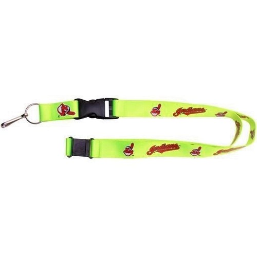 CLEVELAND INDIANS VTG LANYARD KEYCHAIN LIME GREEN COLOR VARIATION W/CHIEF WAYOO - Picture 8 of 12
