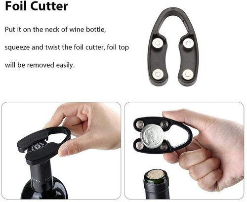 Air Pressure Pump Wine Bottle Opener w/ Foil Cutter Easy Cork Remover Corkscrew - Picture 3 of 6