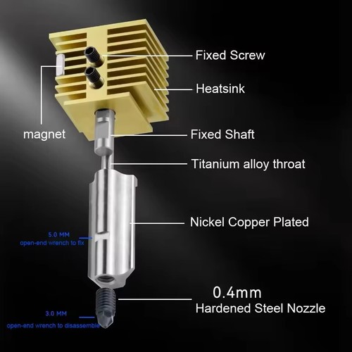 Kit Hotend buse 0,2/0,4/0,6/0,8 mm pour imprimante 3D Bambu Lab A1 Mini /A1 à remplacer - Photo 4/35