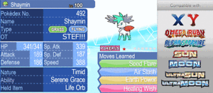 Pokemon Usum Oras X Y Shiny Mythical Shaymin Skyform 6iv Lvl 100 3ds Ebay