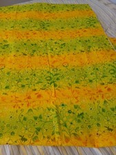Vibrant Yellow Green Seersucker Summer Cotton Fabric Over 1 YD