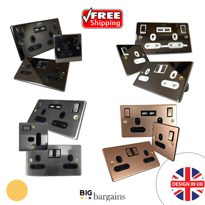 Single Doppel 13A mit 2 USB Ladeanschluss Steckdose UK Stecker Wandsteckdose 2 Gang