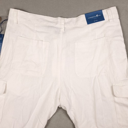Caribbean Mens 36x32 White Linen Blend Chino Island Pants Casual Style NWTS** - Picture 18 of 19