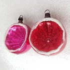2 Old Vintage GDR Glass Christmas Ornaments X-mas Fir-tree Decorations Lanterns