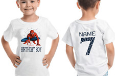 Spider-man "Personalised" Birthday T-SHIRT Kids Boys Girls Custom Top Party