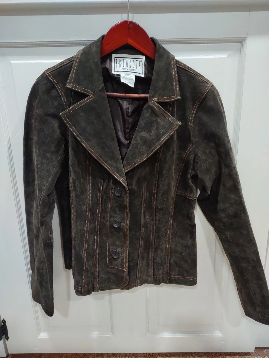 BB Dakota Pret Porter Suede Leather Jacket Coat Brown Womens Large