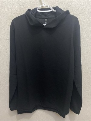 Leg3nd Men's Large Black T-Shirt Long Sleeve Hooded Textured NWT