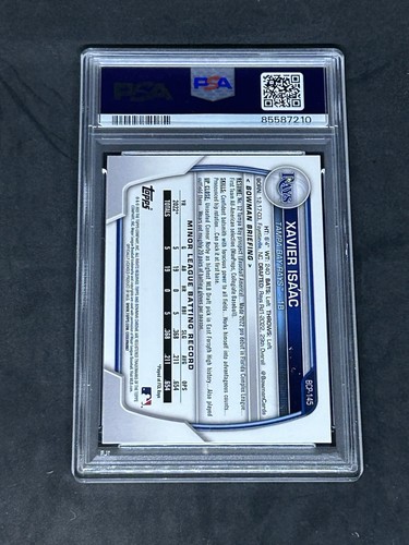 Xavier Isaac 2023 Bowman Chrome 1st Mega Box Mojo Refractor Card #BCP-145 PSA 10 - Picture 2 of 2