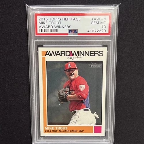 2015 TOPPS HERITAGE AWARD WINNERS #AW-9 MIKE TROUT ANGELS PSA 10