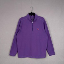 Tommy Bahama Sweatshirt Mens Large Purple IslandZone Supima 1/4 Zip Pullover