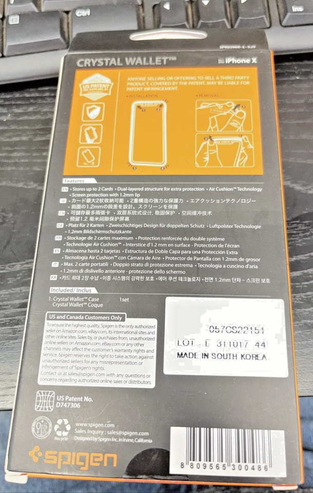 Funda CARTERA CRISTAL Spigen Negra para Apple iPhone X Foto 2 de 2