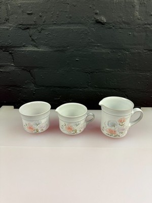 Denby Dauphine Zugabe Milch 9,5 cm + Sahne 7 cm Kanne und offene Zuckerdose Set