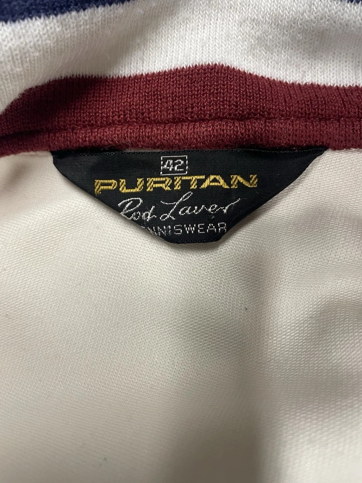 Vintage Puritan Rod Laver Tennis  Jacket Full Zipper Color Cream Mens Size 42-L - Image 2 of 4