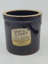 Vintage White Clover Sharp Cheddar Cheese Crock No Lid Farmhouse Country Decor