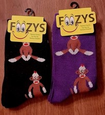 2 NEW Pairs of Foozys Monkey Print Womens Ladies Girls Novelty Fun Socks .