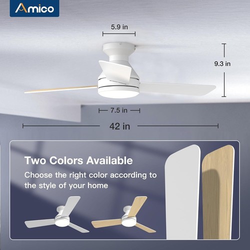 42-Inch Low Profile Ceiling Fan with Dimmable Lights & Remote Control, Quiet - Picture 11 of 12