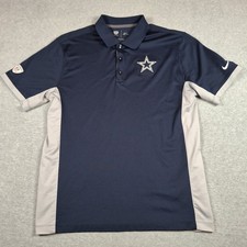 Dallas Cowboys Nike Polo Shirt Men Large Blue Dri Fit NFL Training Star