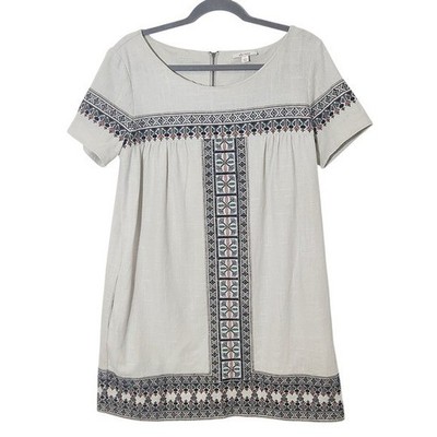 Ella Moss Boho Cream Embroidered Mini Dress Size Large | eBay