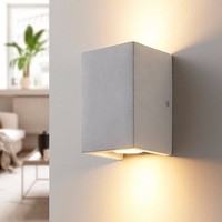 Lindby Beton Wandleuchte, Wandlampe Innen 'Gerda' (Modern) In Alu Aus Beton, (2