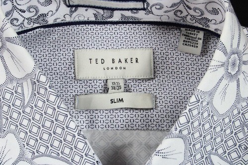 Ted Baker Herren Hemd M 15 1/2 x 34/35 Langarm Knopfleiste weiß $ 99 NEU - Bild 4 von 7