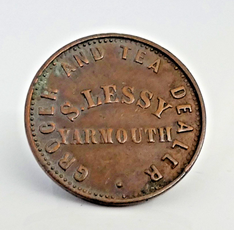 S. LESSY YARMOUTH GROCER AND TEA DEALER FARTHING ADVERTISING TOKEN