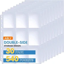 540 Pockets Double-Sided Trading Card Pages Sleeves 9-Pocket Clear Plastic Game 