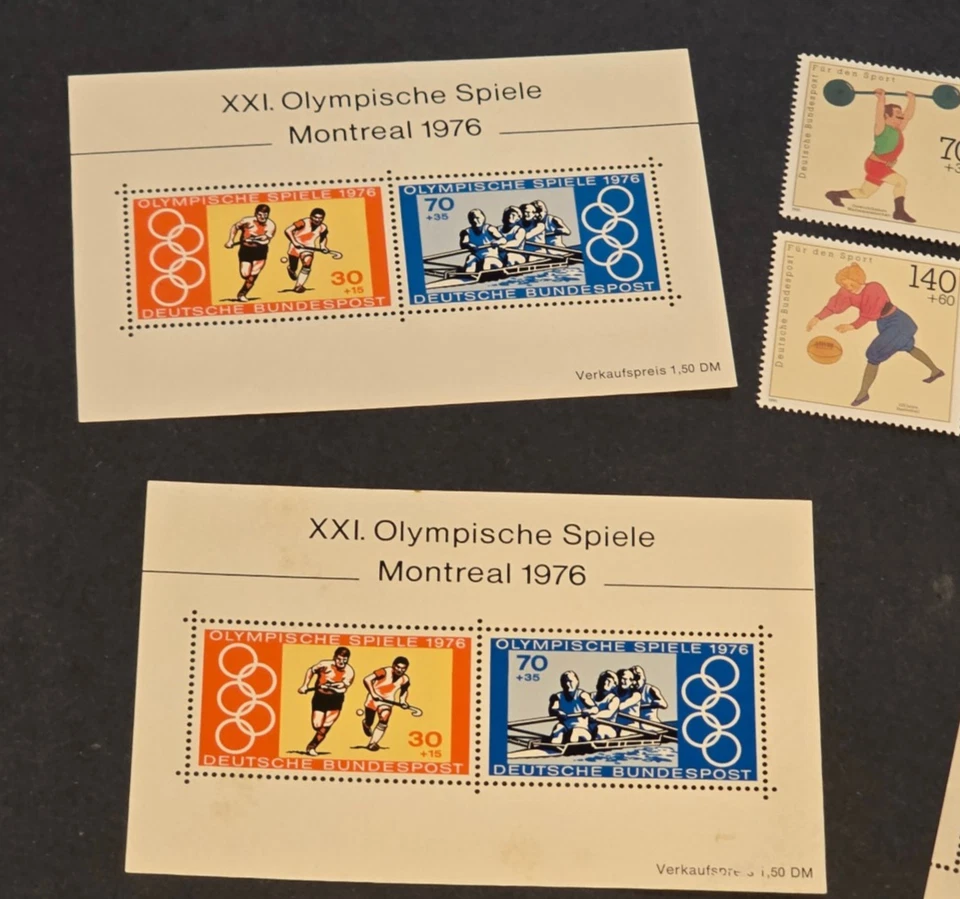 1972-1976 Germany Olympic Souvenir Sheets Sports Set MNH Mi# Bl13 Bl27 Mi851-854 - Image 2 of 4