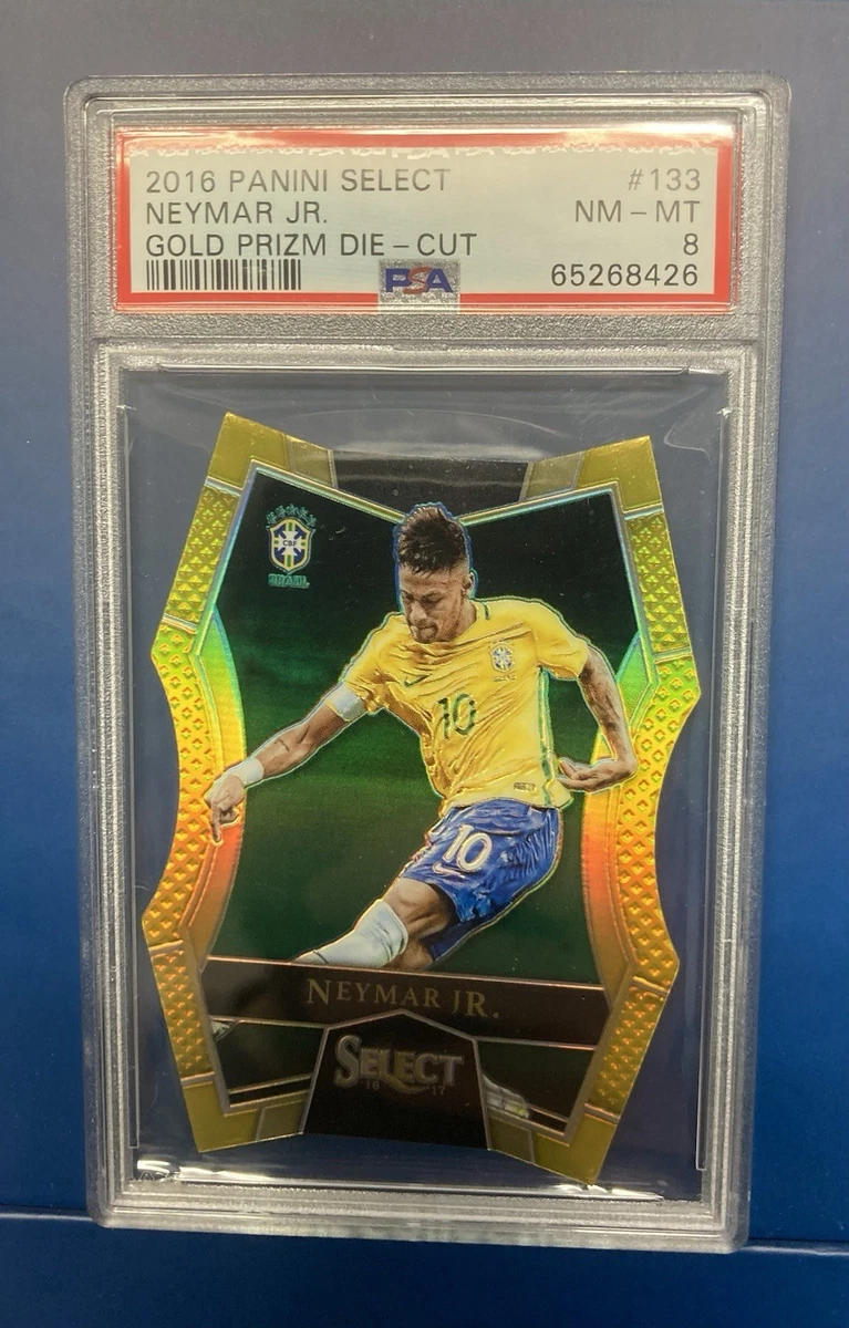 NEYMAR JR. 2016 Panini Select #133 GOLD PRIZM Die-cut #/10 PSA 8