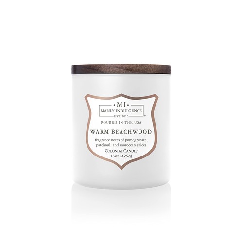 Warm Beachwood Scented Jar Candle, Wood Wick, Premium Soy Blend White Wax, 60...