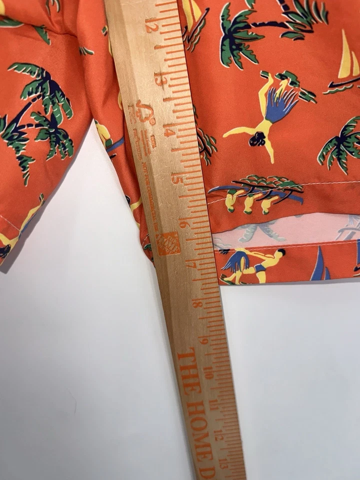 Polo Ralph Lauren 泳裤橙色 3XT 高印花海滩夏威夷草裙舞 — 第 4/4 张图片
