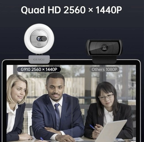 GUSGU G910 2K Quad HD Webcam for PC, with Microphone & Light & Privacy Cover - 第 3/8 張圖片