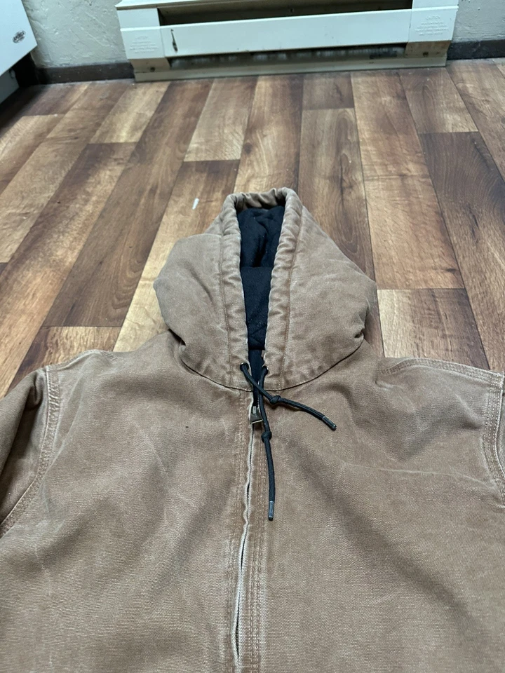 Chaqueta con capucha vintage para mujer Carhartt mediana marrón acolchada forrada manga larga Foto 3 de 4
