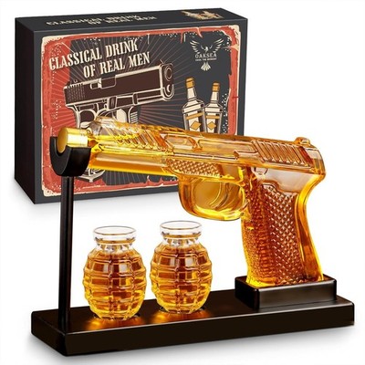 Whisky Karaffe Set - Whiskey Geschenkset - Whisky Dekanter mit 2 Gläser - Ges...