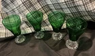 4 Vintage Anchor Hocking Forest Green Burple Bubble Footed water Glasses