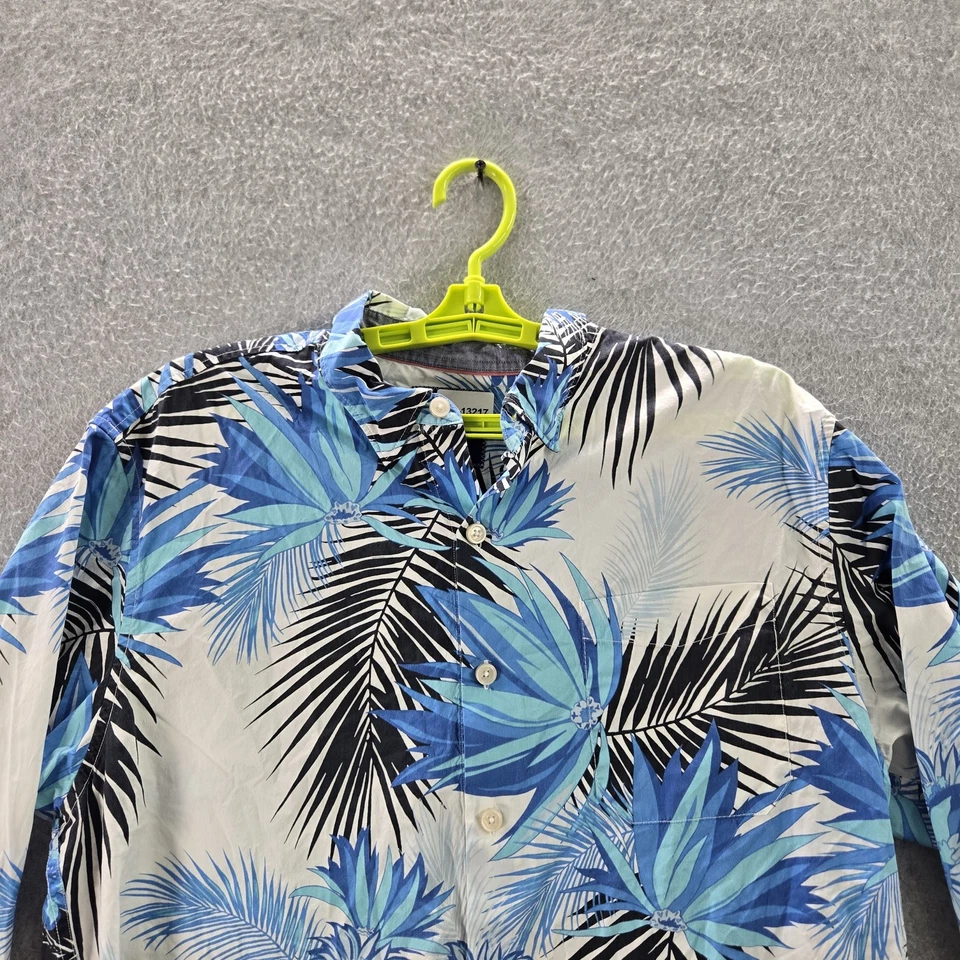 Tommy Bahama Men Button Up Shirt M Blue Cotton Silk Floral Hawaiian Long Sleeve - Image 4 of 4