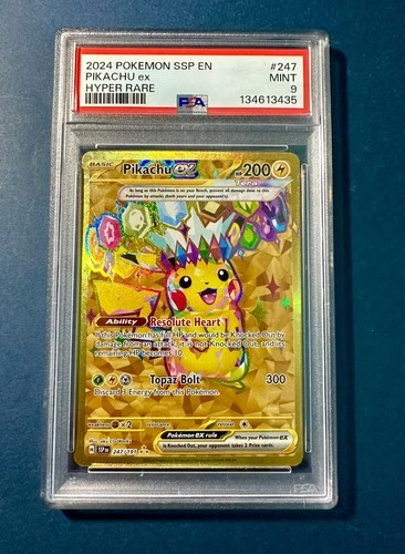 Pokémon Pikachu ex Hyper Rare Holo 247/191 Sv08 Surging Sparks PSA 9 English