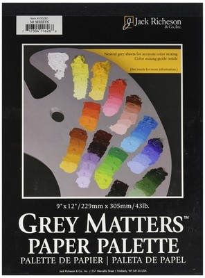 Jack Richeson Grey Matters Paper Palette (50 Sheets), 9'' x 12'' Paper for Paint