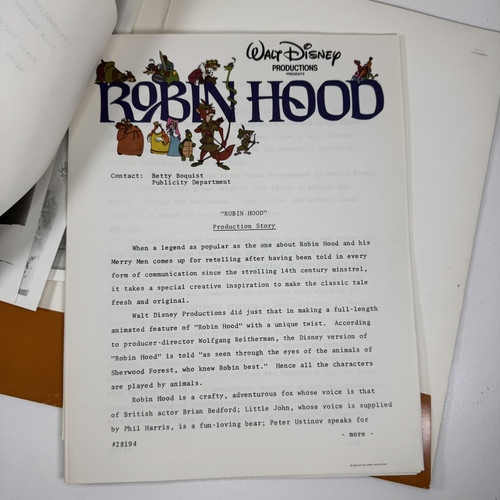 Vintage 1973 Original Release Disney Robin Hood Press Release Campaign Book - Bild 10 von 11