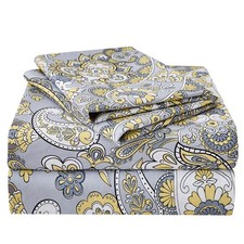JSD Paisley Sheet Set King Size, 4 Piece Retro Pattern Microfiber Bedding She...
