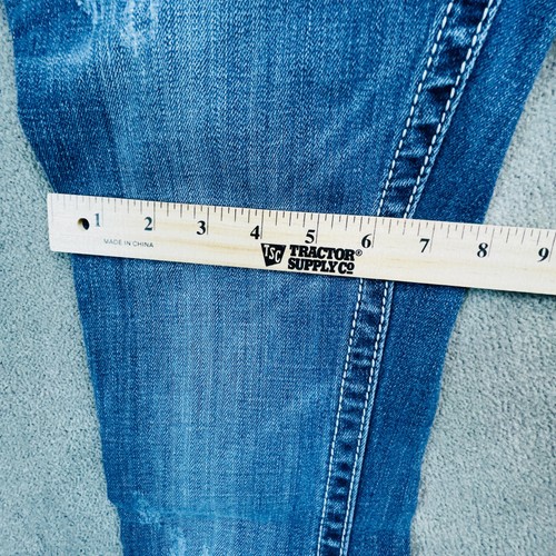 Pantalones de mezclilla Miss Me para mujer 27 azul bootcut flor de lis bordados elásticos JP5156B - Imagen 9 de 15