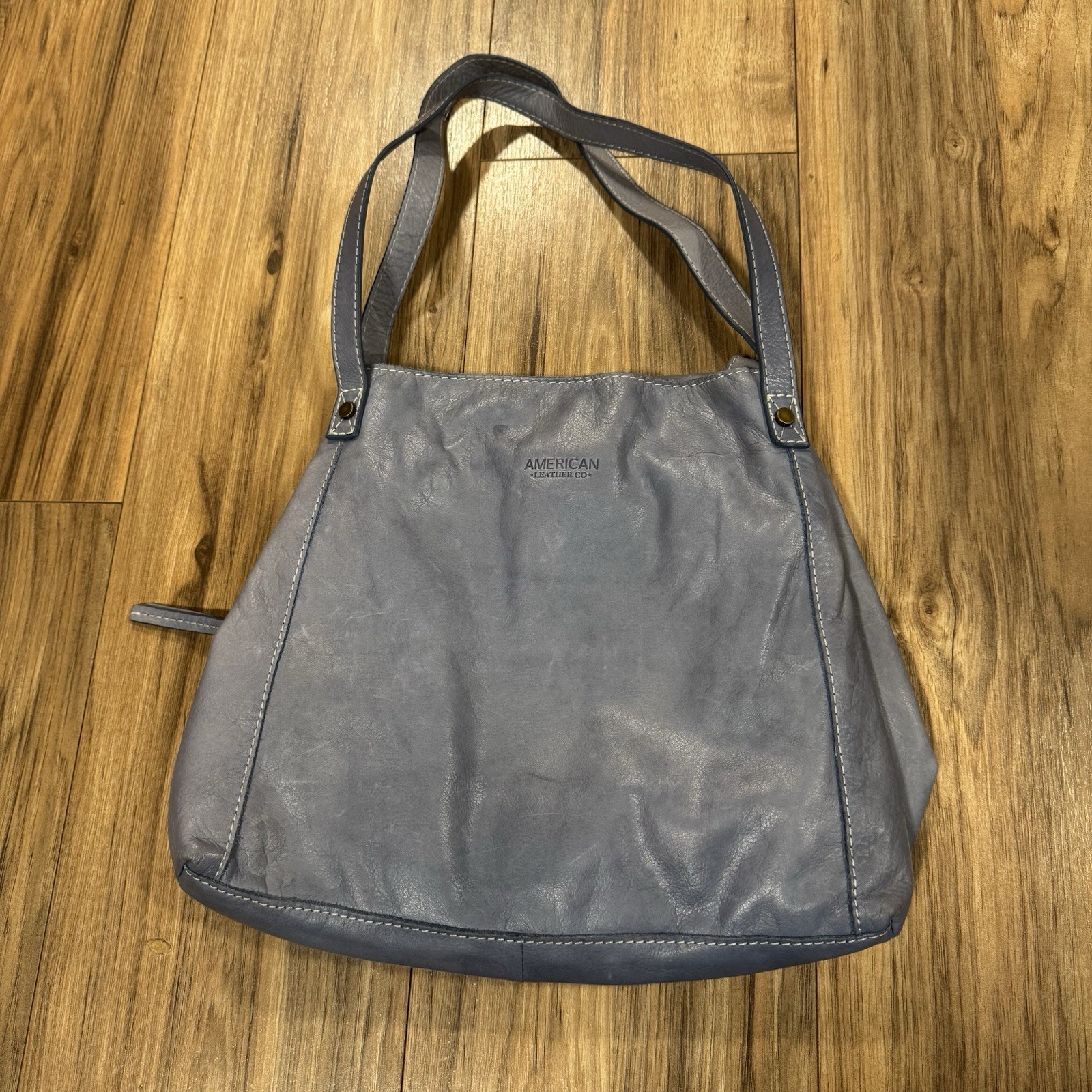 American Leather Co Handbag Purse Light Blue Shoulder Bag Genuine Leather Soft