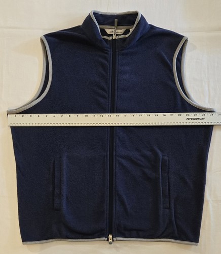 Peter Millar All Day Micro Fleece Vest Mens XL Navy/Gray Stretch Golf Double Zip - Picture 4 of 16