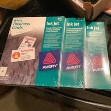 3 Avery #8571 White Ink Jet Printer 35Sheets Business Cards 350 Cards New