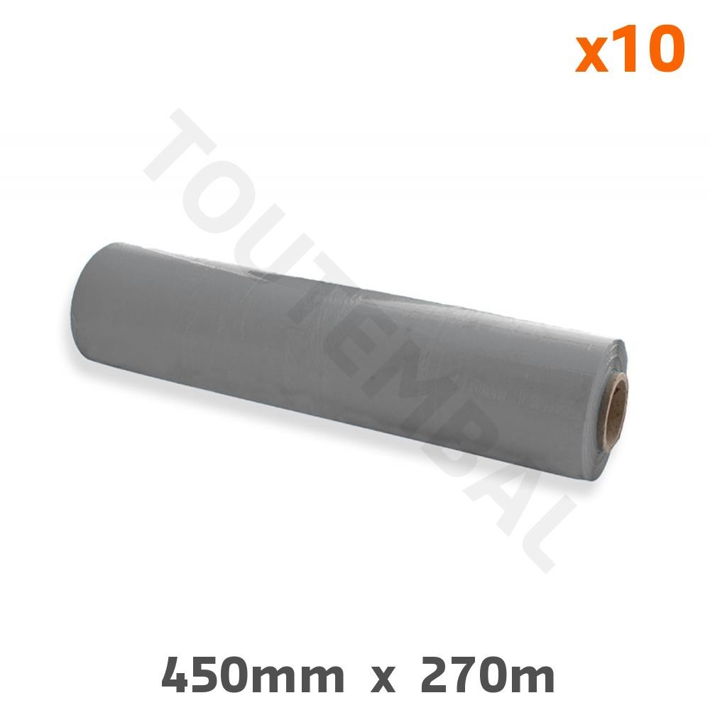 Film étirable gris 450mm pour palettes et colis sécurisés en entrepôt
