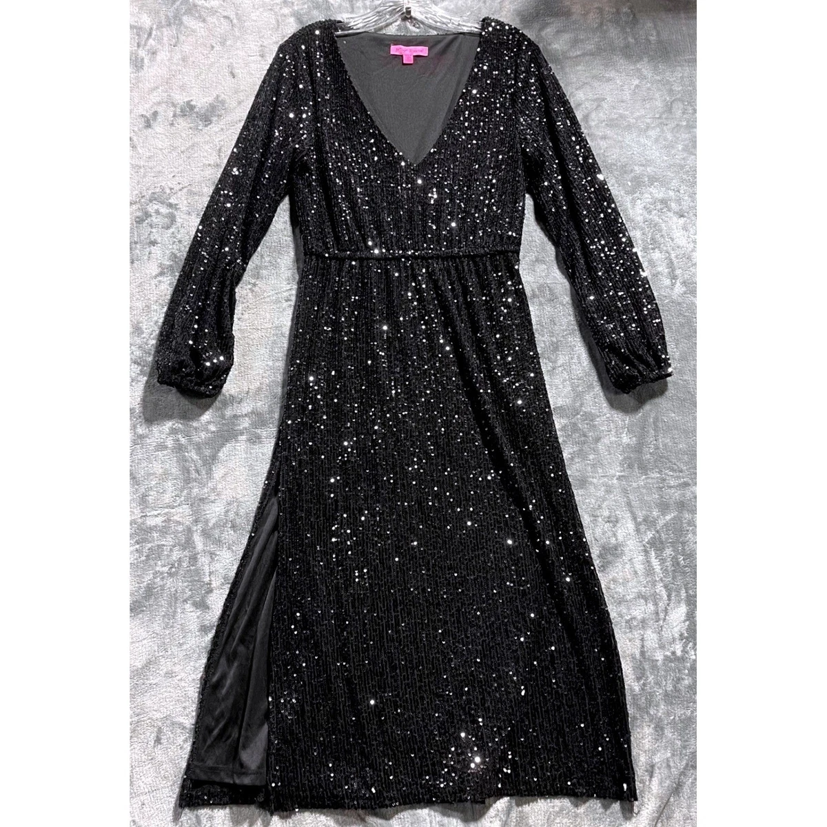 fitted lace wedding dress Belinda Dress in Black Sequin