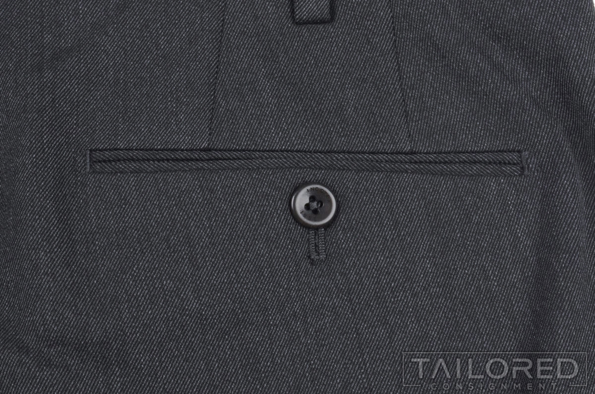 INCOTEX Solid Gray Wool Mens Flat Front Luxury Dr… - image 7