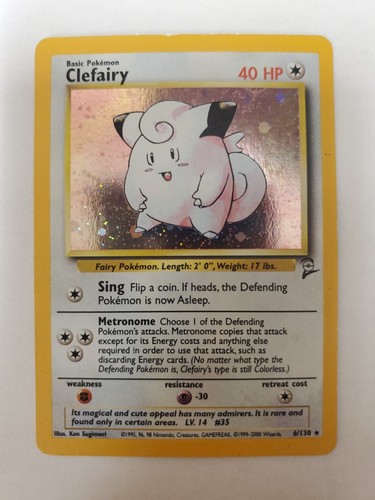 Clefairy 006/130 Base Set 2 Holo Swirl MP - Picture 1 of 3