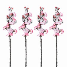 4pcs Artificial Plum Blossom Branches 16" Pink Fake Wintersweet Flowers for V...
