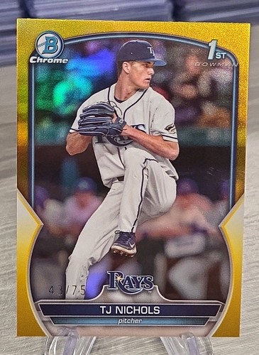 TJ Nichols 2023 Bowman Chrome Yellow Refractor /75 1st Bowman #BDC-153 Rays