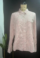Gap Women's XL Floral Print Long Sleeve Button-Up Shirt Casual Pink